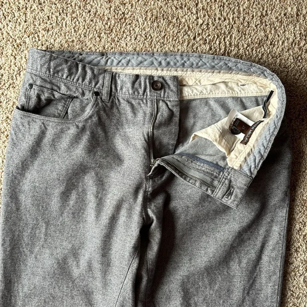 Peter Millar Men’s Gray Soft Brushed Flannel 5 Pocket Pants 35